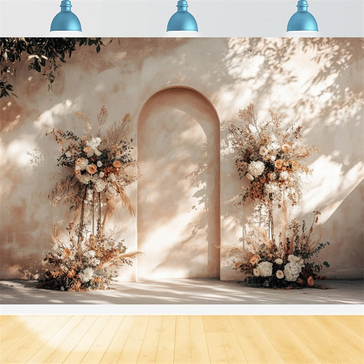 Warm Beige Archway Floral Boho Backdrop BRP10-61