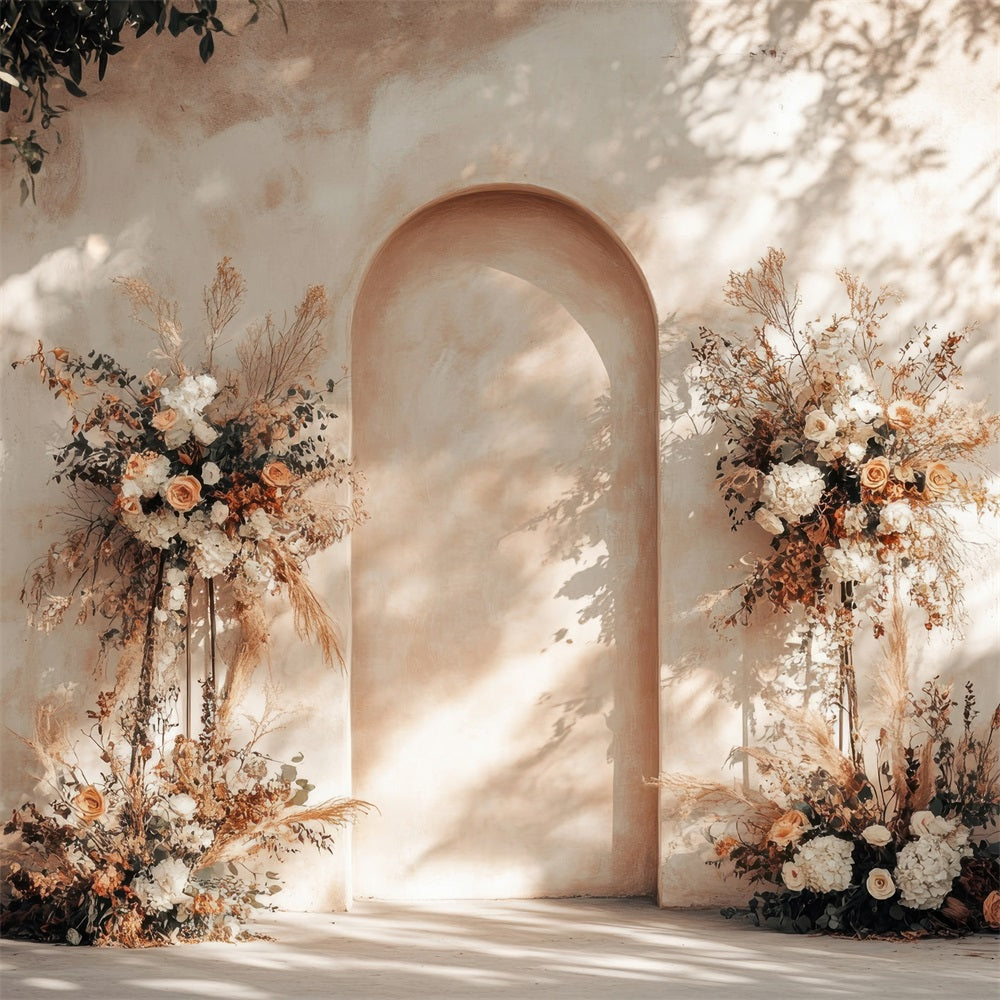 Warm Beige Archway Floral Boho Backdrop BRP10-61