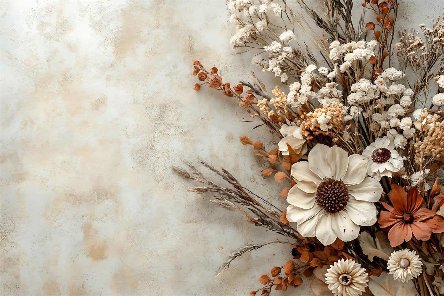 floral art tarp Boho Minimalist Dried Floral Arrangement Backdrop BRP10-96, 7'W*5'H(2.2*1.5m)