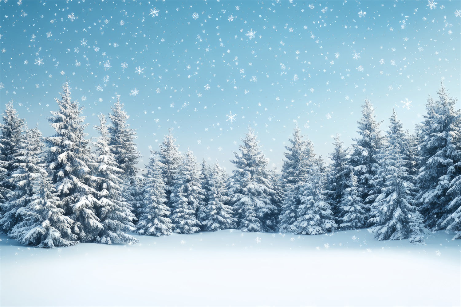 Winter Forest Backdrop Tranquility Trees Snowflakes Backdrop BRP11-17