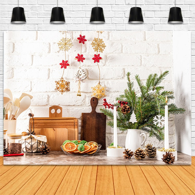 Christmas Photography Backdrops Kitchen Decor Pinecones Backdrop BRP11-188