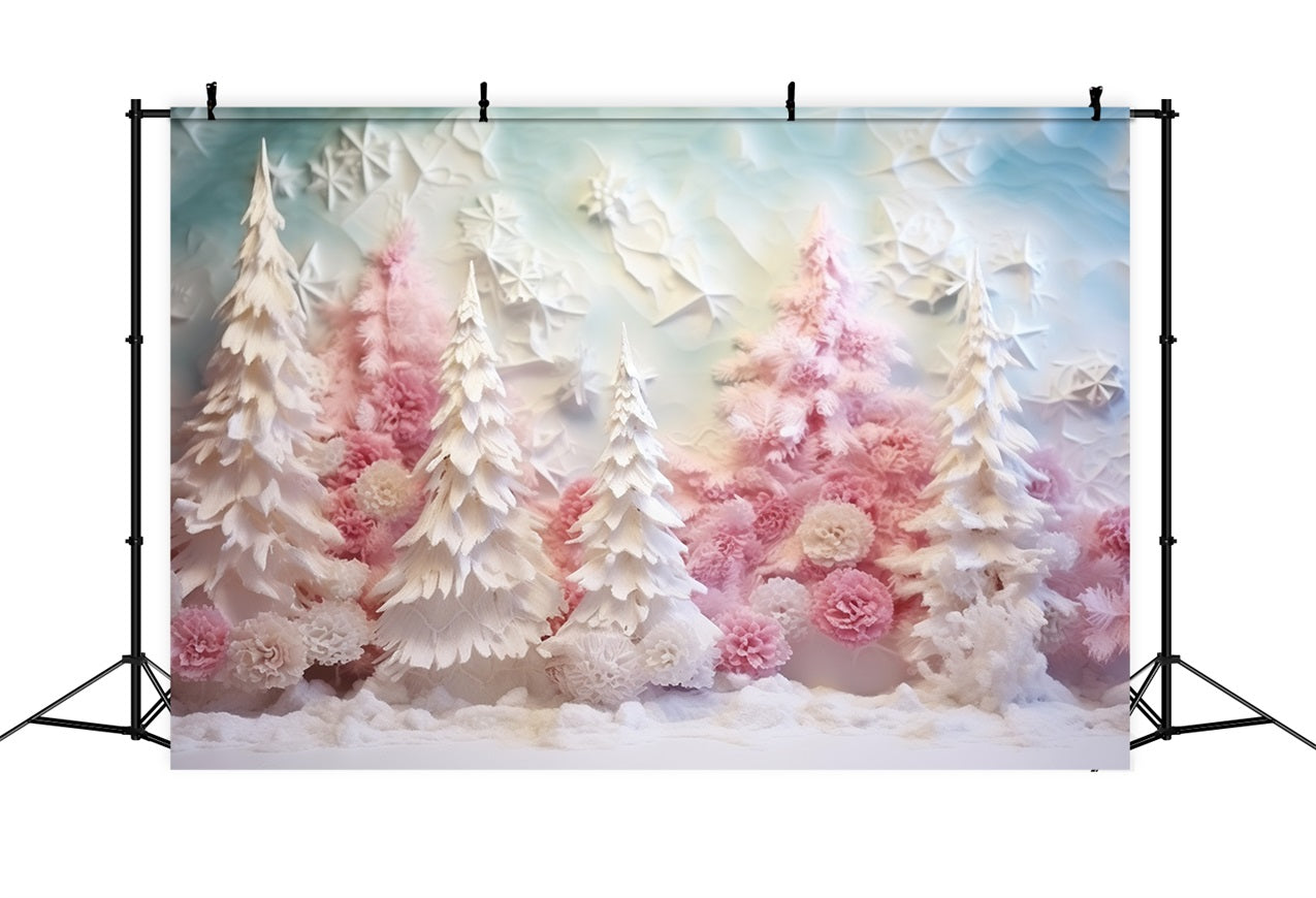 Winter Backdrop Pastel Pink Frosted Forest Backdrop BRP11-255