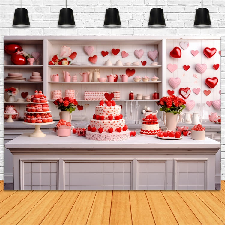 Valentine Backdrop Rose Cake-Laden Kitchen Scene Backdrop BRP11-277