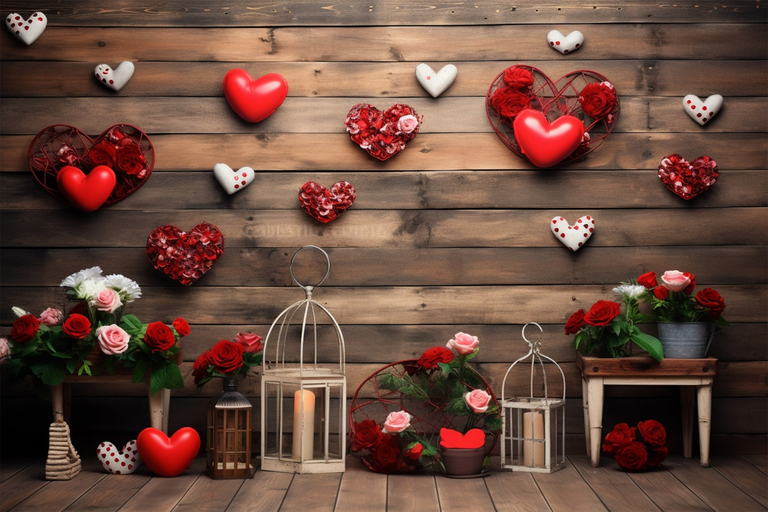 Valentines Day Photoshoot Backdrop Rose Candle Display Backdrop BRP11-288