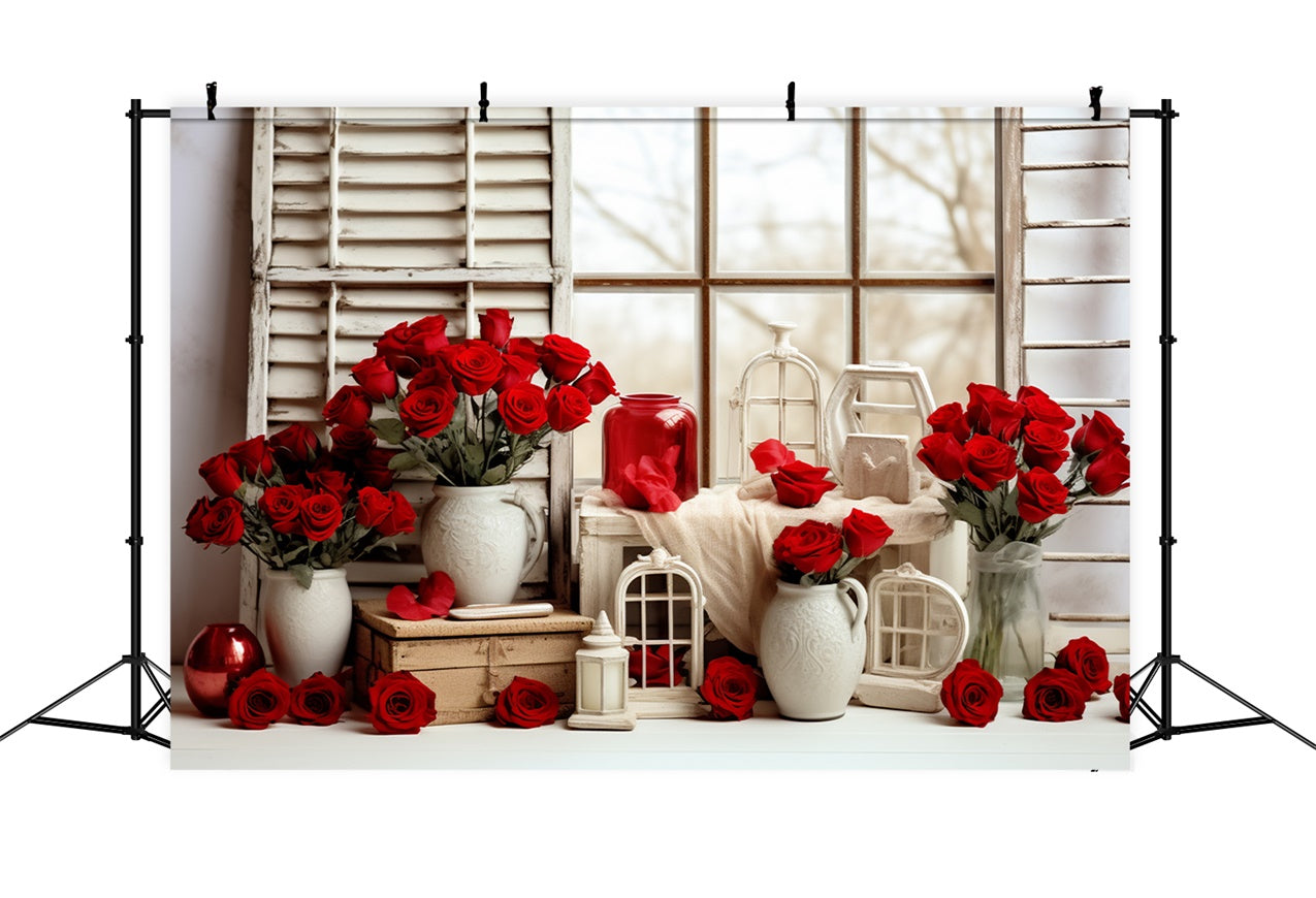 Backdrops For Valentine Pictures Romantic Roses Window Backdrop BRP11-290