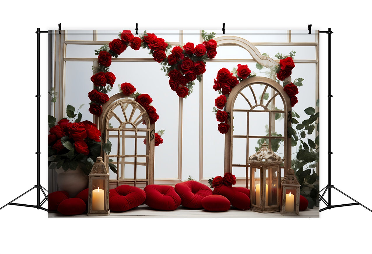 Valentines Backdrop Decor Wooden Frames Red Roses Backdrop BRP11-295