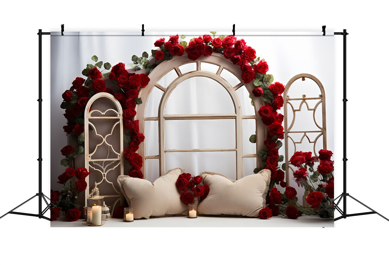 Valentines Day Picture Backdrop Arch Window Roses Backdrop BRP11-296