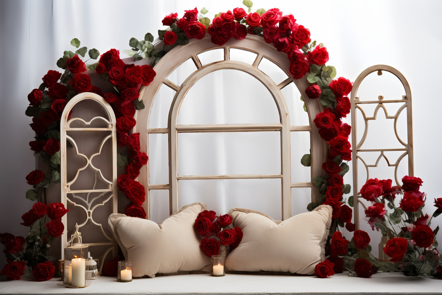 Valentines Day Picture Backdrop Arch Window Roses Backdrop BRP11-296