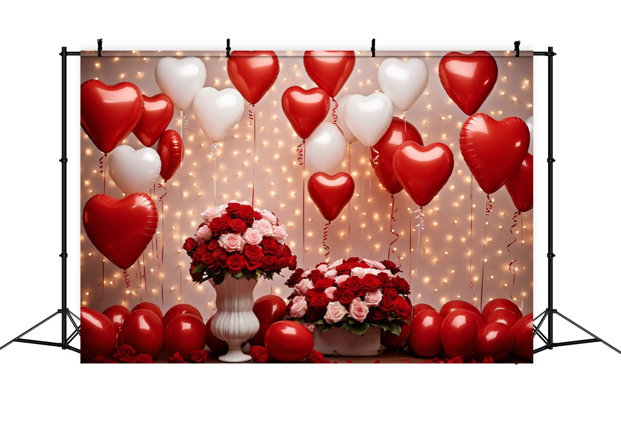 Valentine Day Photo Backdrop Celebration Roses Balloons Backdrop BRP11-304