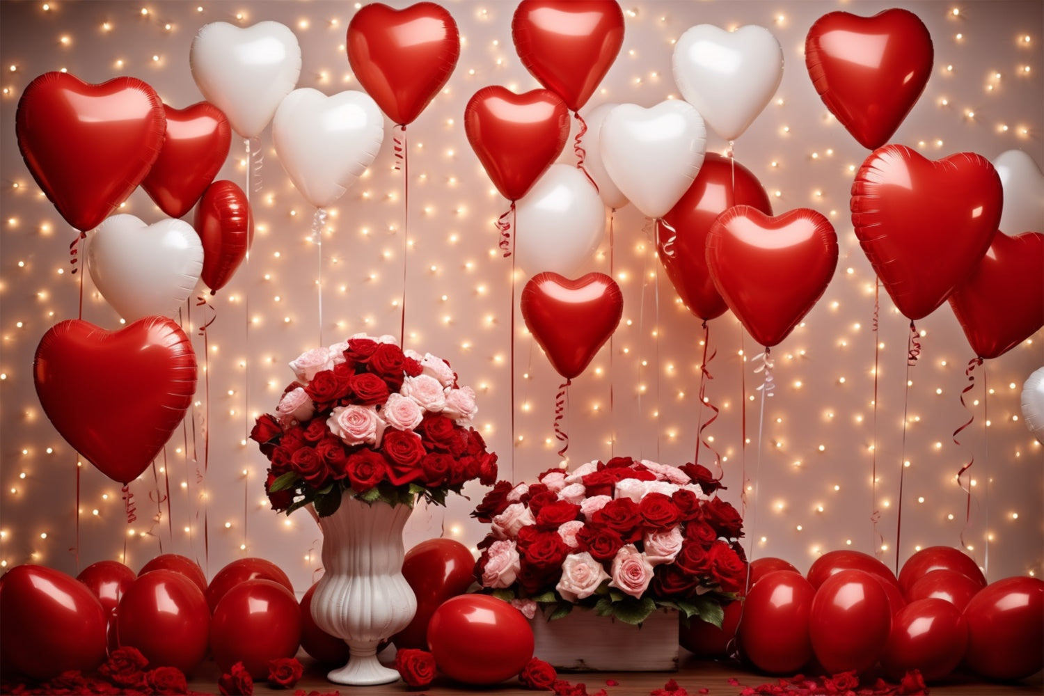 Valentine Day Photo Backdrop Celebration Roses Balloons Backdrop BRP11-304