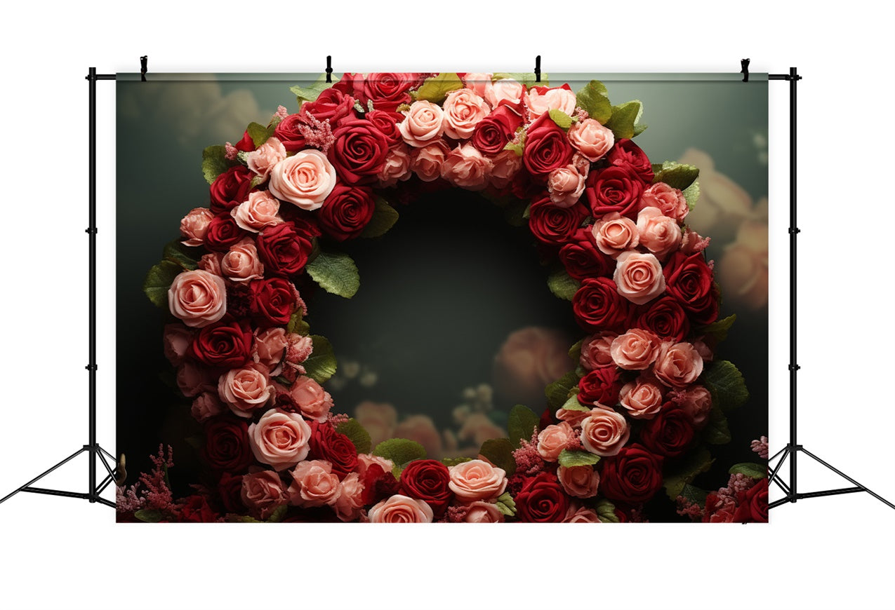 Valentine Photo Booth Backdrop Roses Wreath Wedding Backdrop BRP11-315