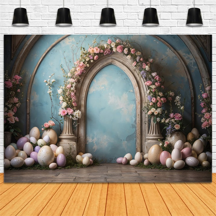 Easter Photoshoot Backdrop Egg Arch Blooming Floral Backdrop BRP11-333