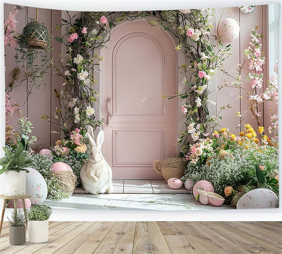 Easter Bunny Photo Backdrop Door Floral Arch Backdrop BRP11-339