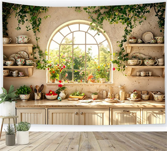 Easter Picture Backdrop Kitchen Window Floral Backdrop BRP11-343