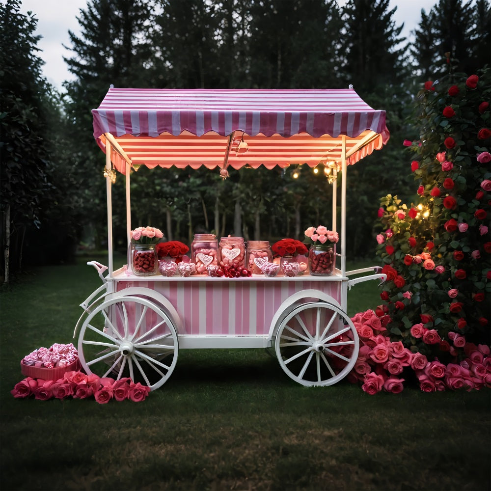 Backdrops For Valentine Pictures Rose Candy Cart Backdrop BRP11-389