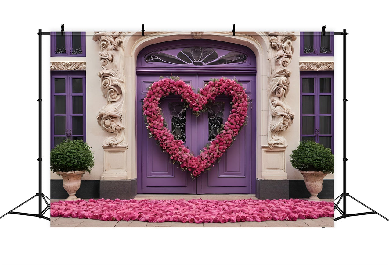 Valentines Heart Backdrop Wreath Purple Entrance Backdrop BRP11-392