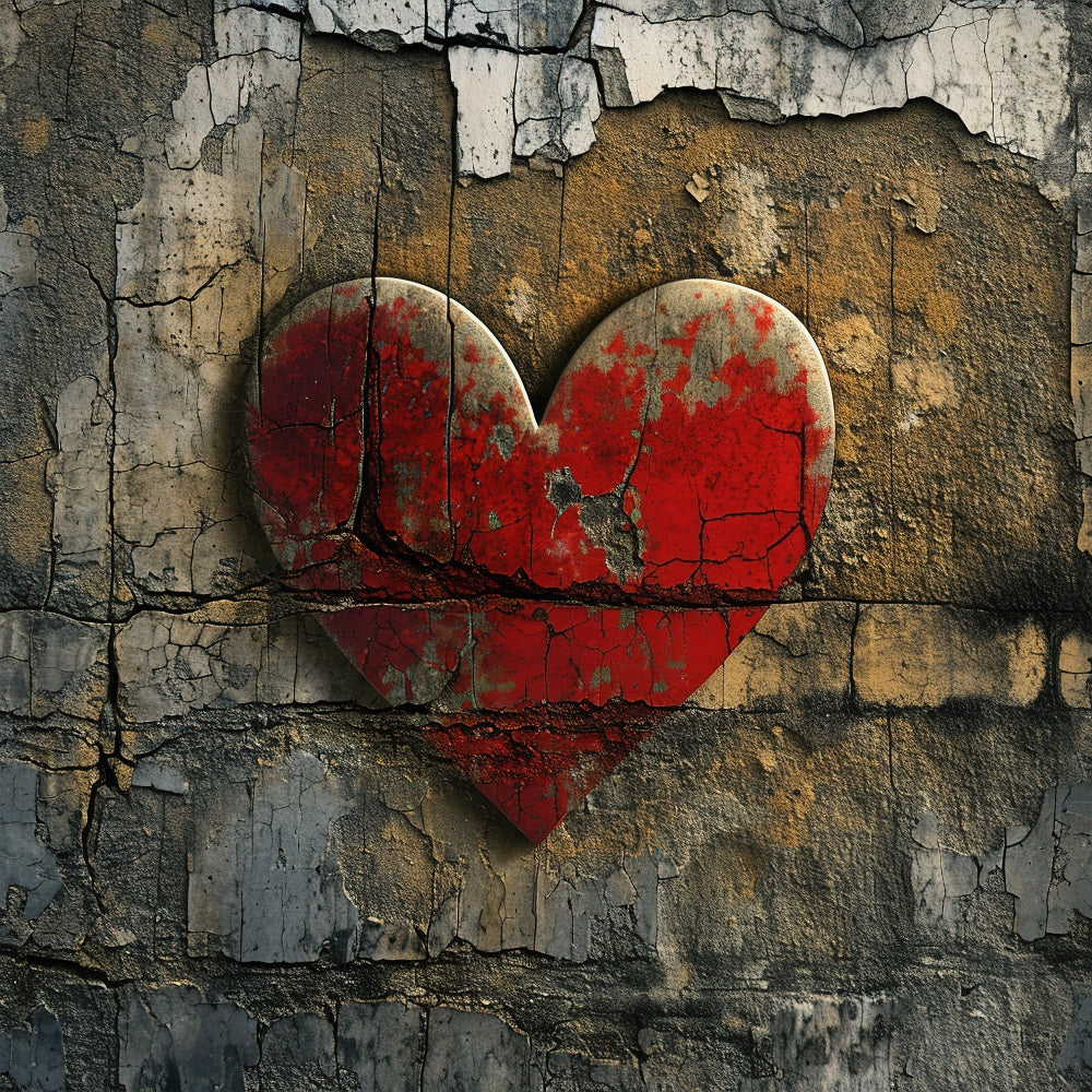 Photography Valentines Backdrops Cracked Red Heart Wall Backdrop BRP11-396