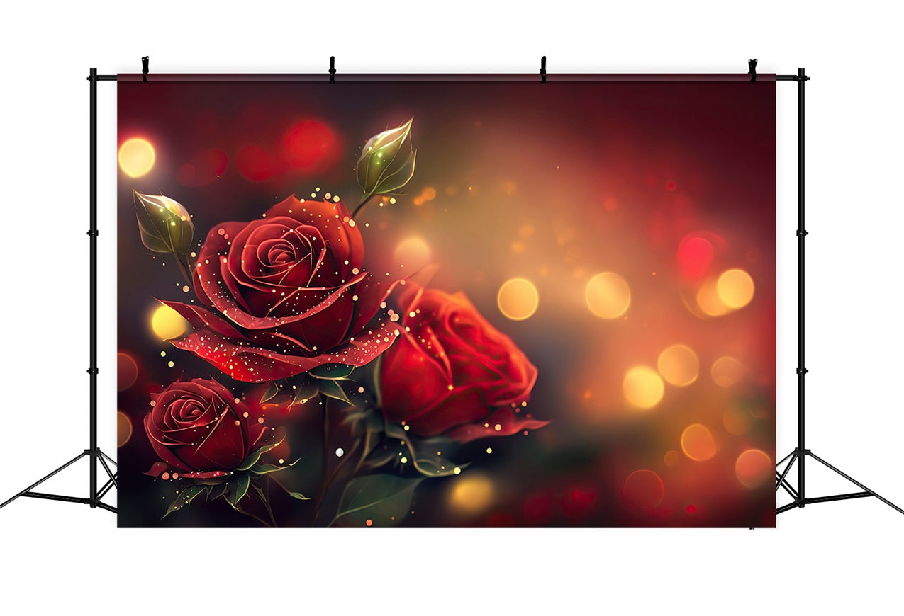 Valentines Party Backdrop Red Roses Glow Lights Backdrop BRP11-398