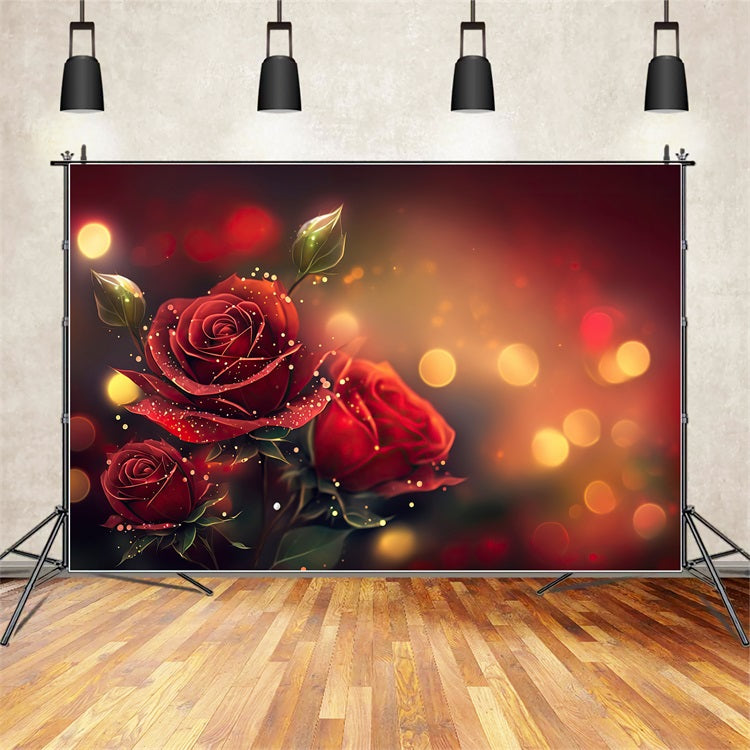 Valentines Party Backdrop Red Roses Glow Lights Backdrop BRP11-398
