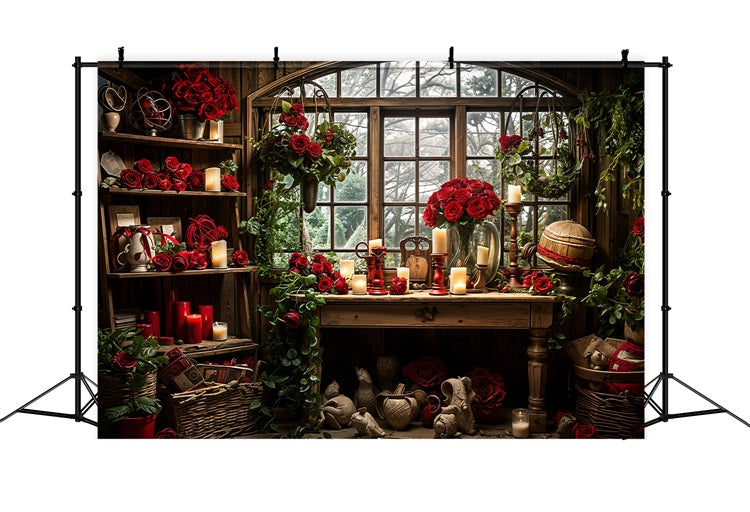 Valentine's Backdrops Romantic Vintage Window Rose Backdrop BRP11-419