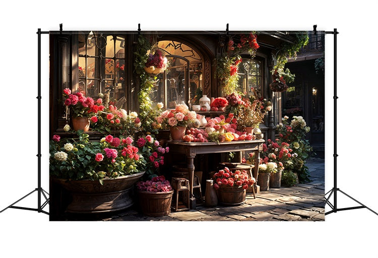 Photography Valentines Backdrop Flower Shop Overflowing Blooms Backdrop BRP11-428