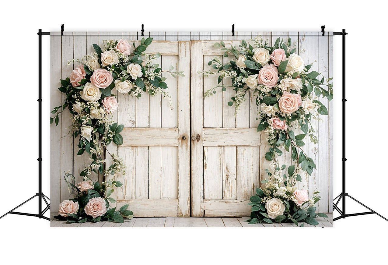 Backdrops For Valentines Day Wooden Door Floral Backdrop BRP11-438