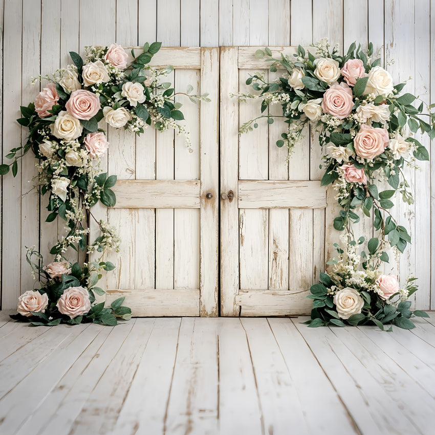 Backdrops For Valentines Day Wooden Door Floral Backdrop BRP11-438