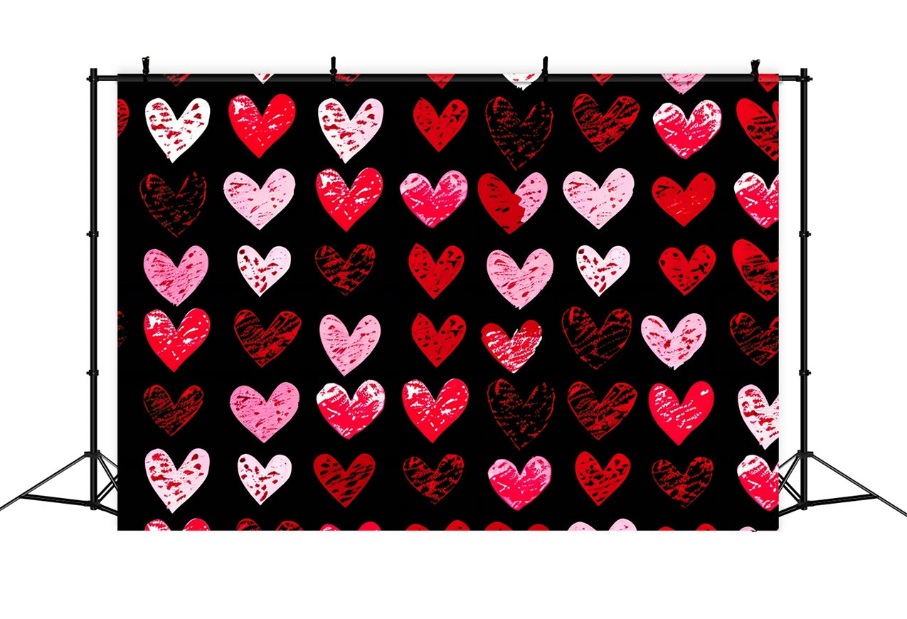 Valentine Backdrop Photography Scribbled Textured Hearts Love Backdrop BRP11-452