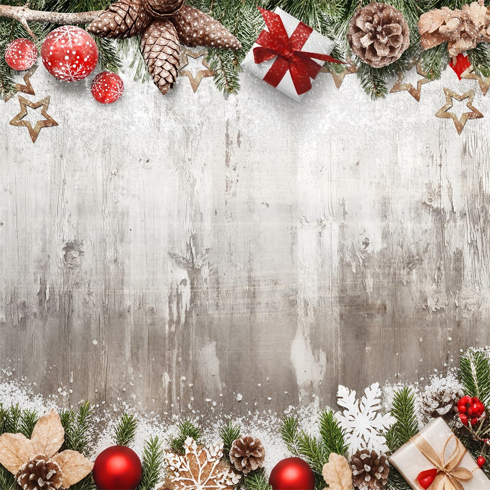 Winter Photo Backdrops Frosted Pinecones Gifts Decor Backdrop BRP11-464