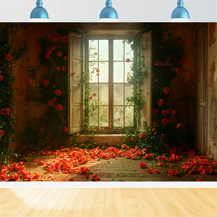 Vintage Backdrop Ideas Floral Window View Backdrop BRP11-555