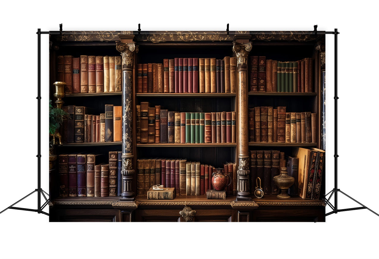 Vintage Photo Backdrops Ornate Book Shelving Backdrop BRP11-570