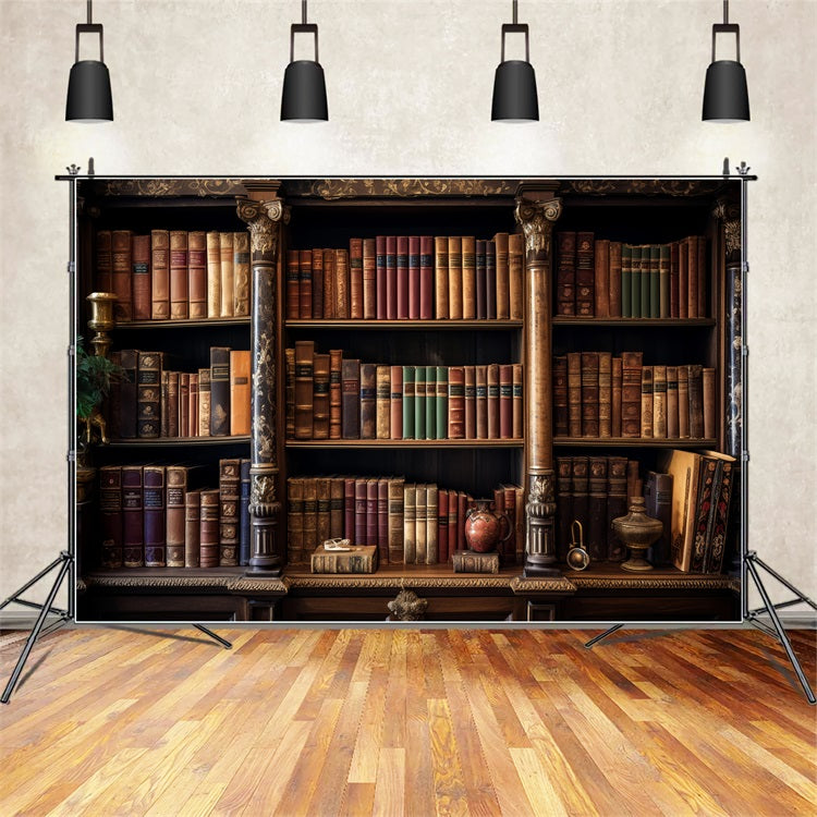 Vintage Photo Backdrops Ornate Book Shelving Backdrop BRP11-570