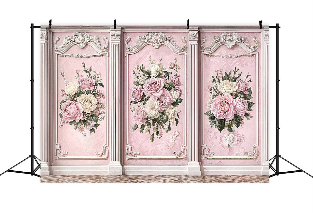 Photography Vintage Backdrop Pink Rose Retro Wall Backdrop BRP11-579