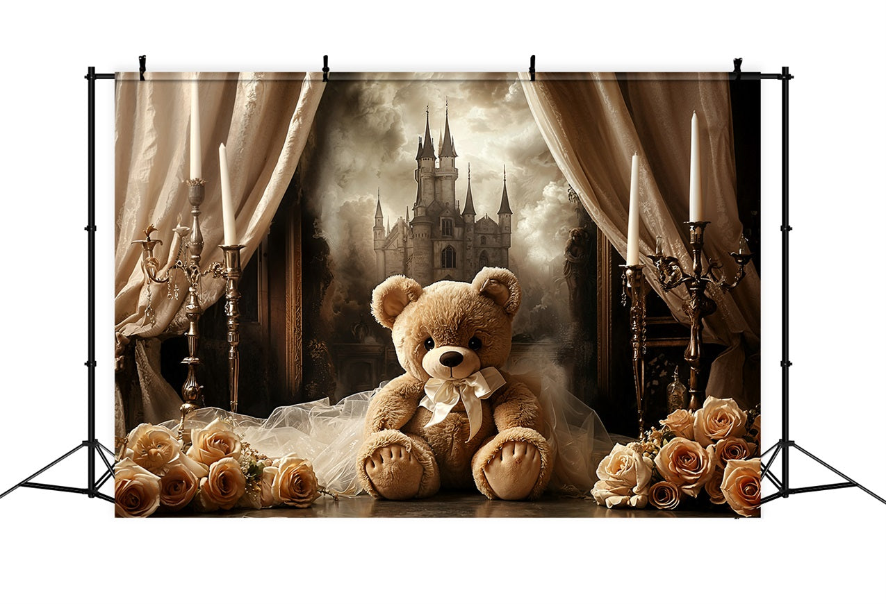 Vintage Backdrops Castle Rose Teddy Curtain Backdrop BRP11-584