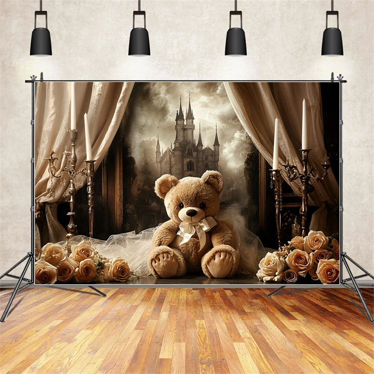 Vintage Backdrops Castle Rose Teddy Curtain Backdrop BRP11-584