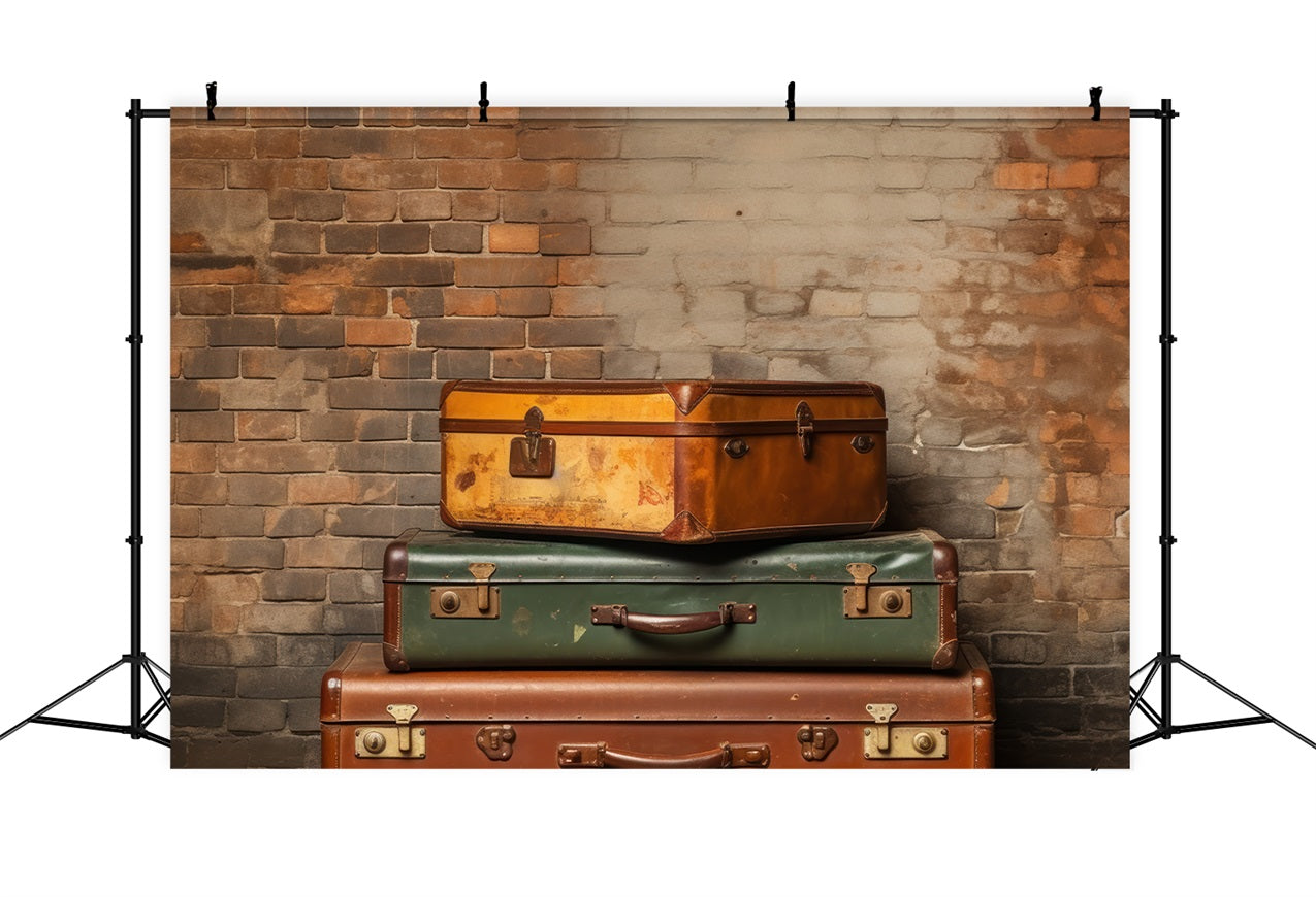 Vintage Photo Backdrop Antique Trunks Brick Wall Backdrop BRP11-594