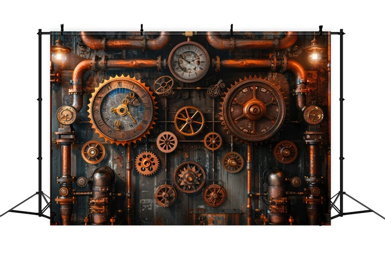 Photography Vintage Backdrop Steampunk Decor Gears Pipes Backdrop BRP11-597