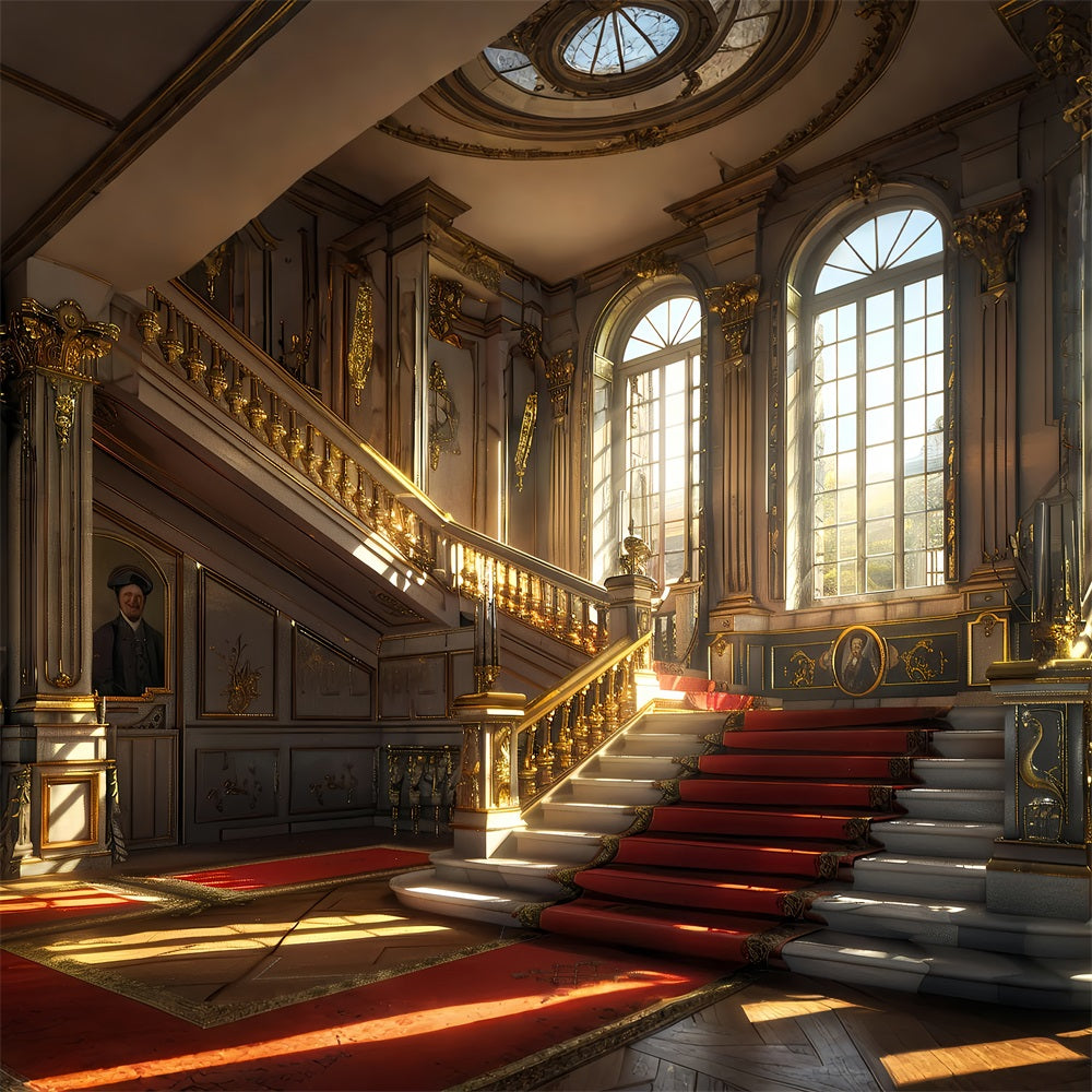 Photo Backdrop Vintage Baroque Red Carpet Staircase Backdrop BRP11-599
