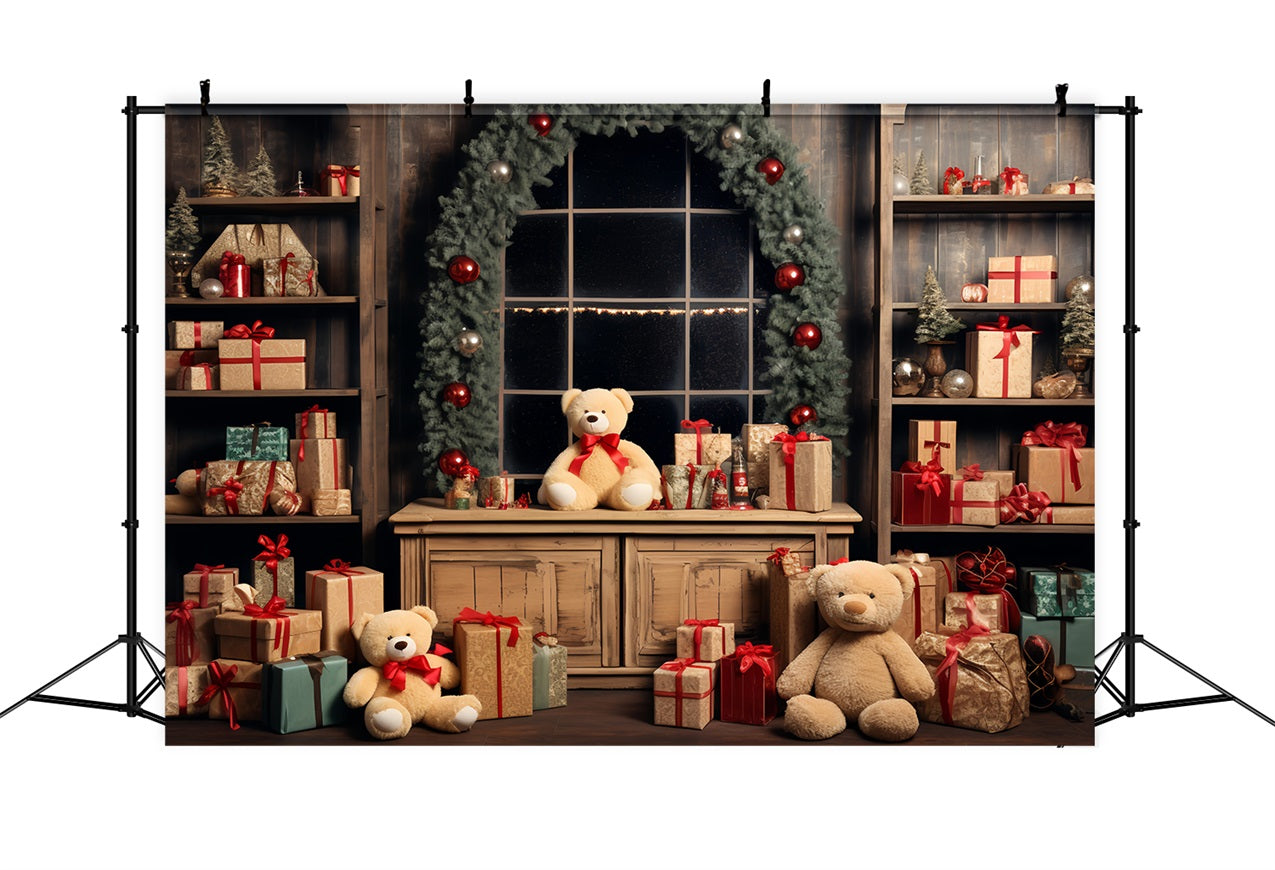 Christmas Backdrop Santa's Workshop Teddy Bears Backdrop BRP11-79