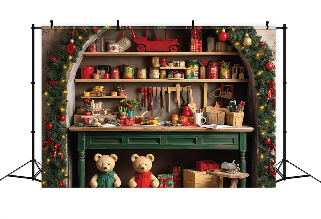 Christmas Photography Backdrops Santa's Workshop Holiday Preparation Backdrop BRP11-89