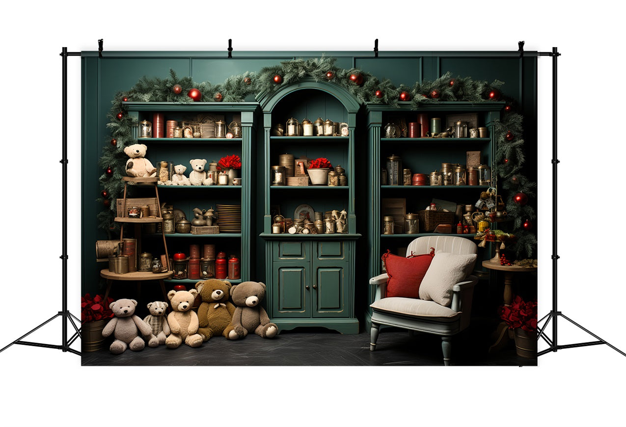 Christmas Backdrops Santa's Workshop Adorable Plush Companions Backdrop BRP11-90