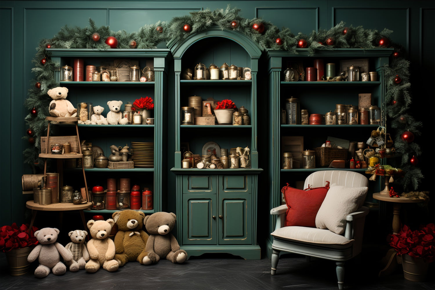 Christmas Backdrops Santa's Workshop Adorable Plush Companions Backdrop BRP11-90