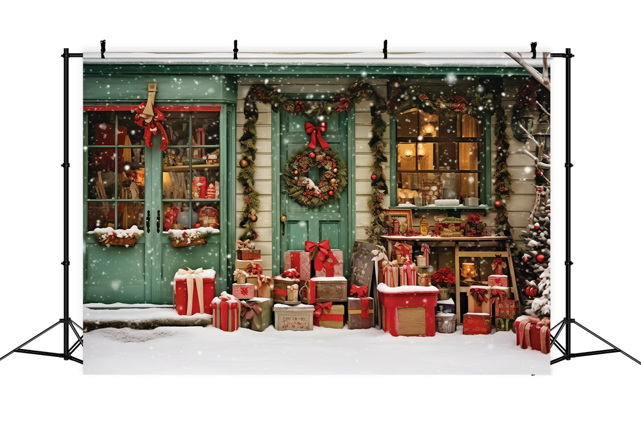 Photography Christmas Backdrop Santa's Workshop Present Paradise Backdrop BRP11-92