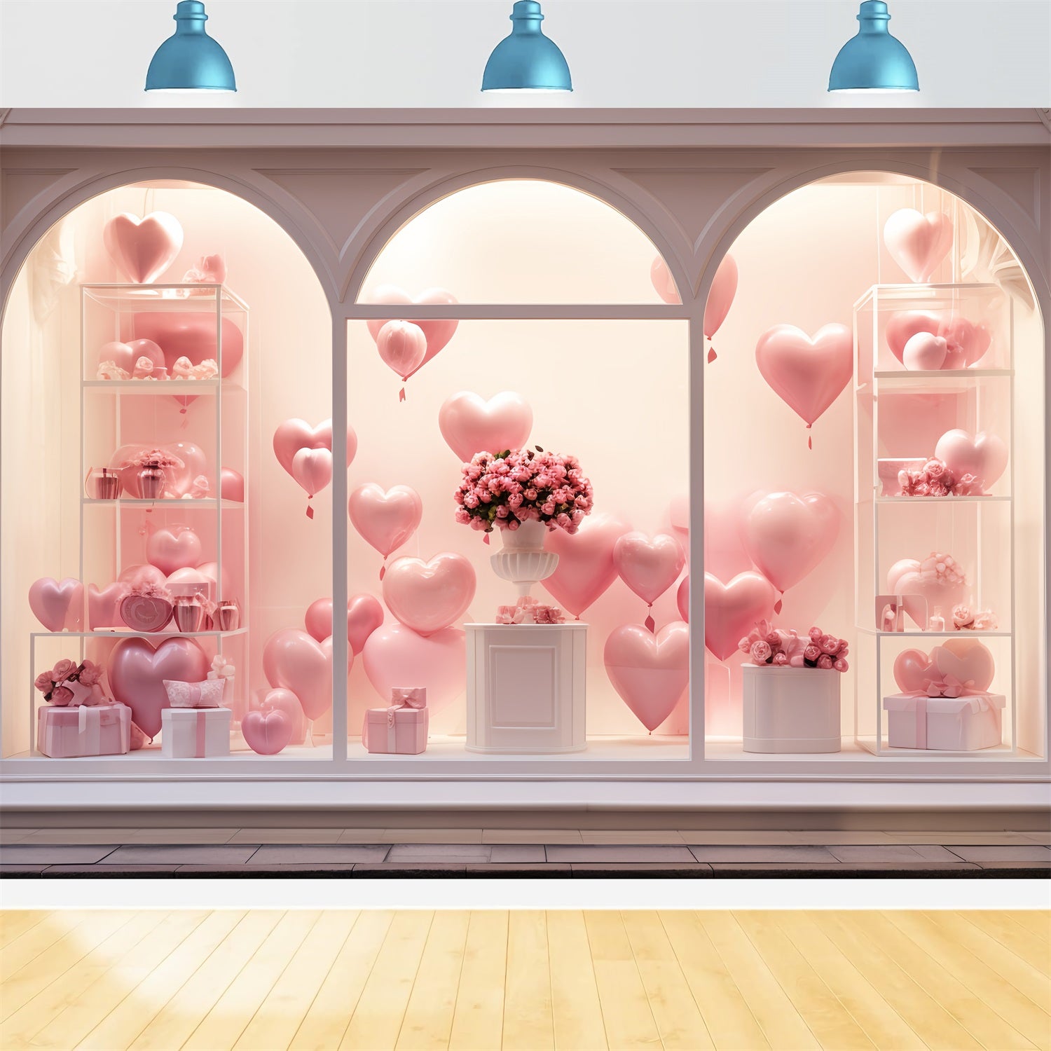Valentines Backdrops Window Balloons Rose Bouquets Backdrop BRP12-192
