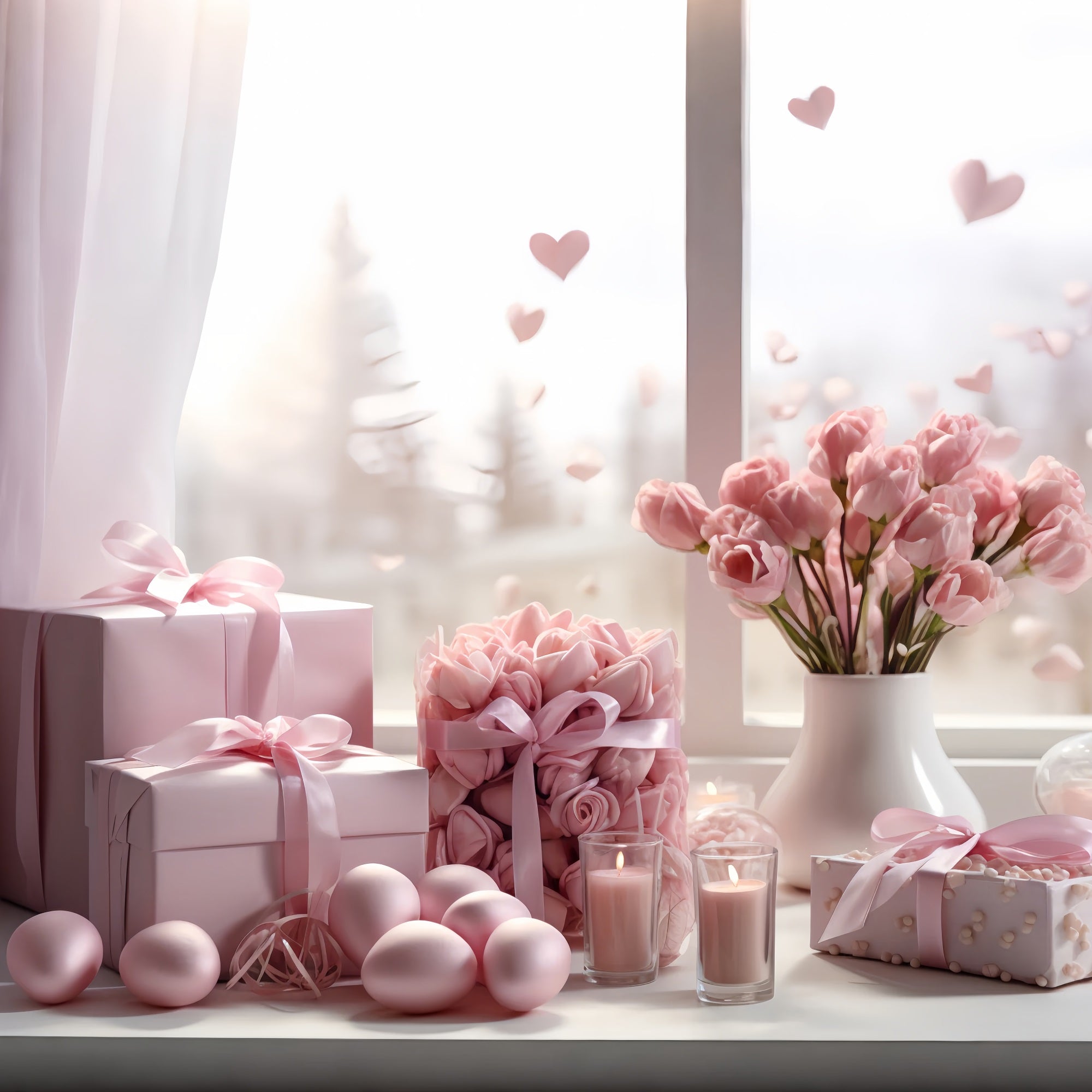 Valentines Backdrop Ideas Tulip Candlelight Window Backdrop BRP12-194