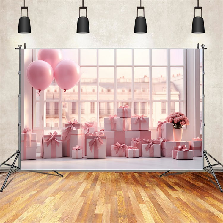 Valentine Photography Backdrops Balloon Gift Window Arrangement Backdrop BRP12-195
