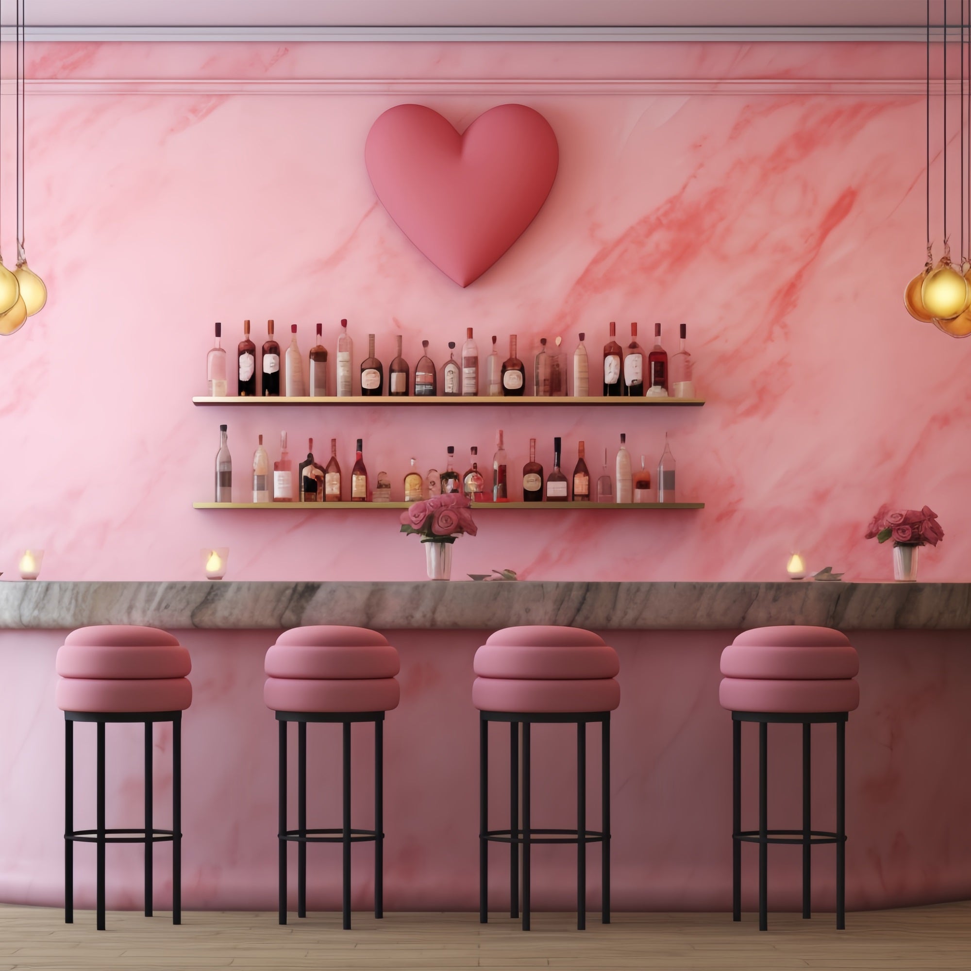 Valentines Photography Backdrop Pink Heart Bar Backdrop BRP12-197