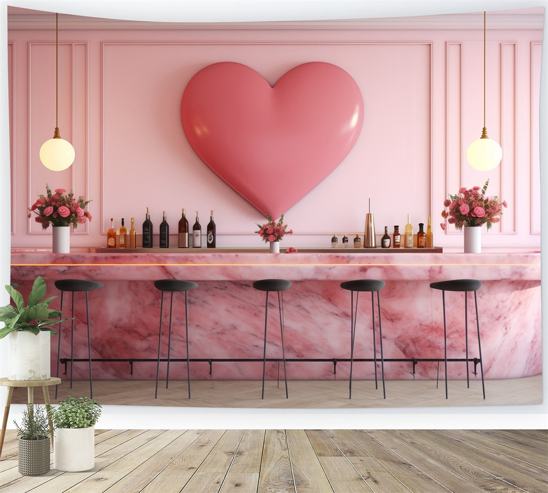 Valentines Photography Backdrops Pink Heart Bar Scene Backdrop BRP12-198