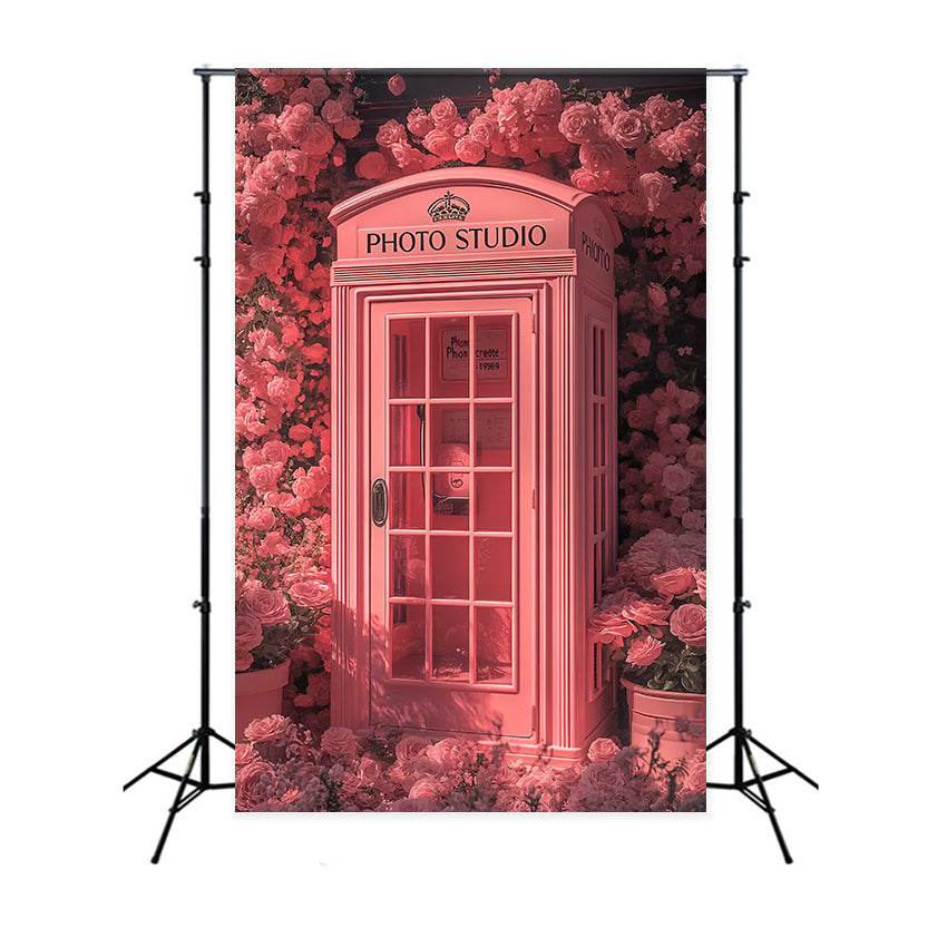 Valentines Photo Booth Backdrop Pink Telephone Floral Backdrop BRP12-205