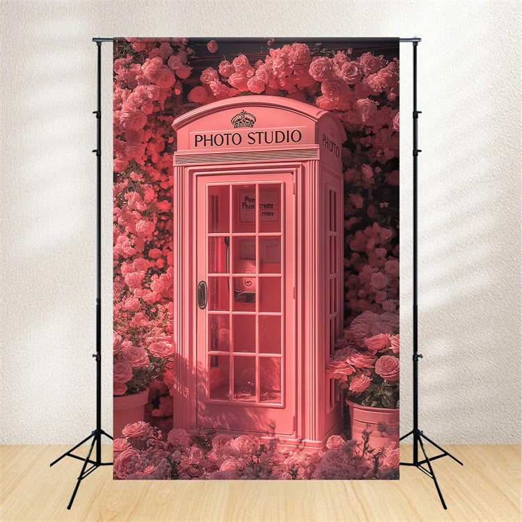 Valentines Photo Booth Backdrop Pink Telephone Floral Backdrop BRP12-205